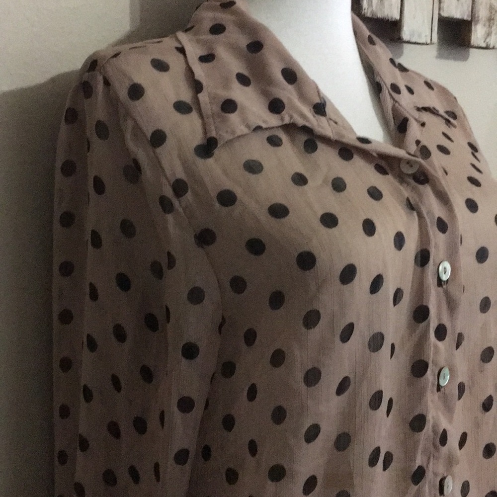 Pink and black sheer blouse sz medium